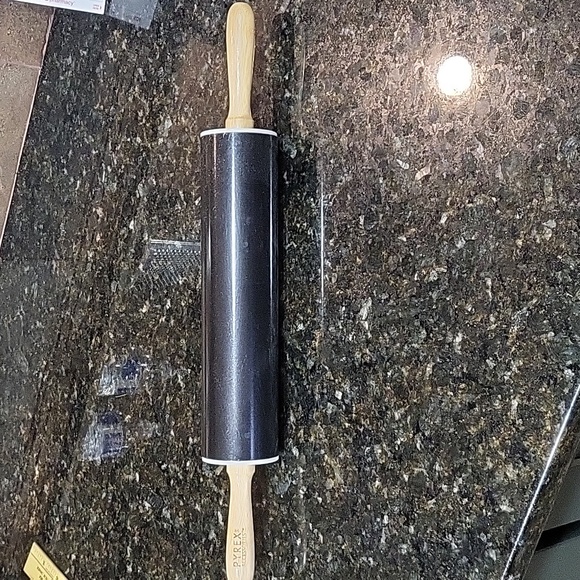 Pyrex Black Metal Rolling Pin Wooden Handles 18" - Picture 4 of 5